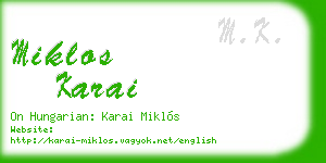 miklos karai business card